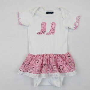 Gerber Childswear Vintage Onesie Toddler Girl's Size 18 M Bandana Skirt Cowgirl